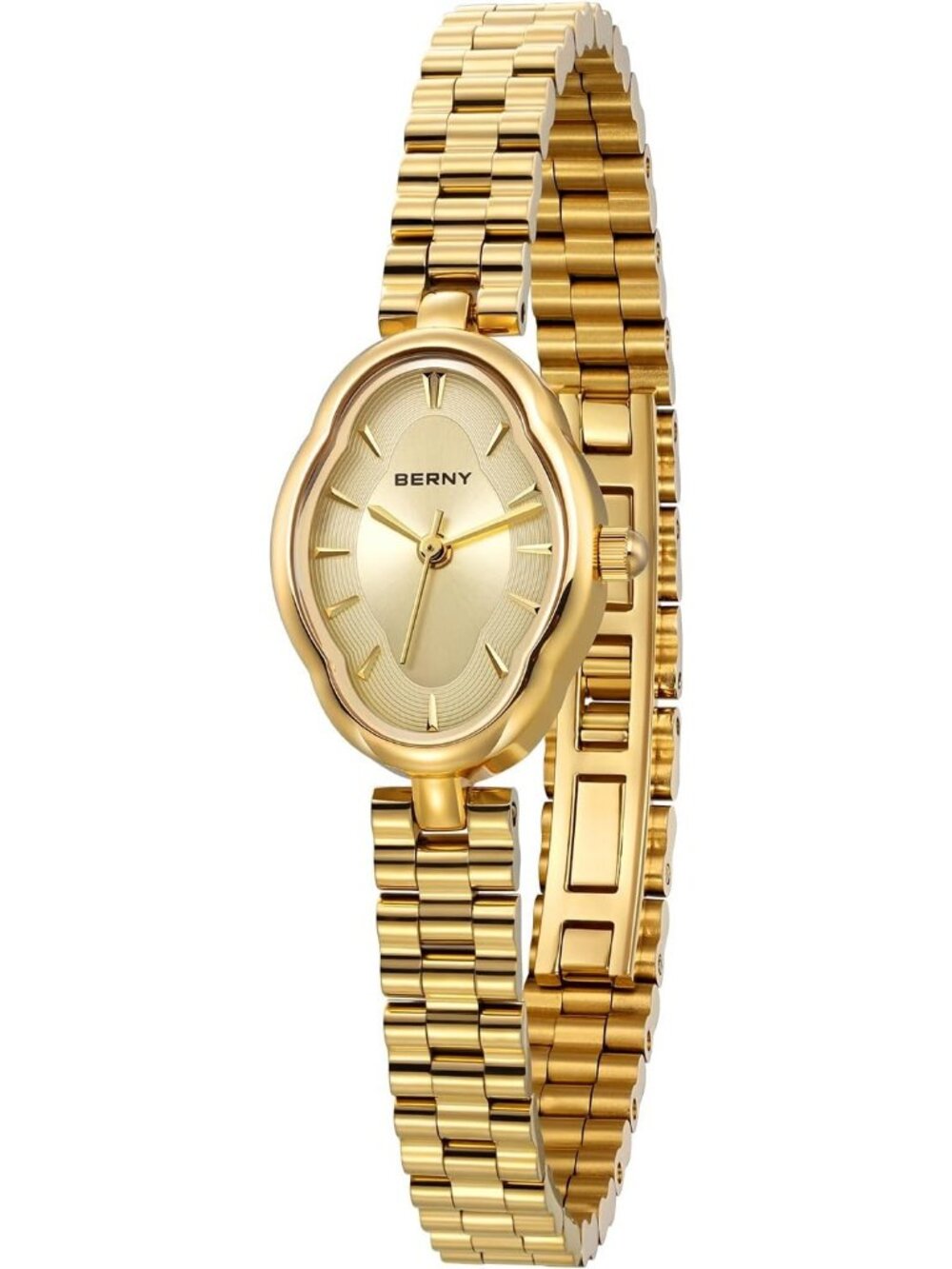 Women's All Gold Vintage Copper Mirrors Shape Dainty Ladies Quartz Luxury Watch
